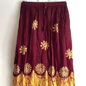 New Maroon Mustard India new 100% cotton Skirt